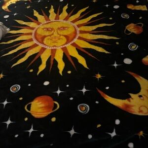 Celestial  Sun and Moon blanket size 76 long and 66 wide